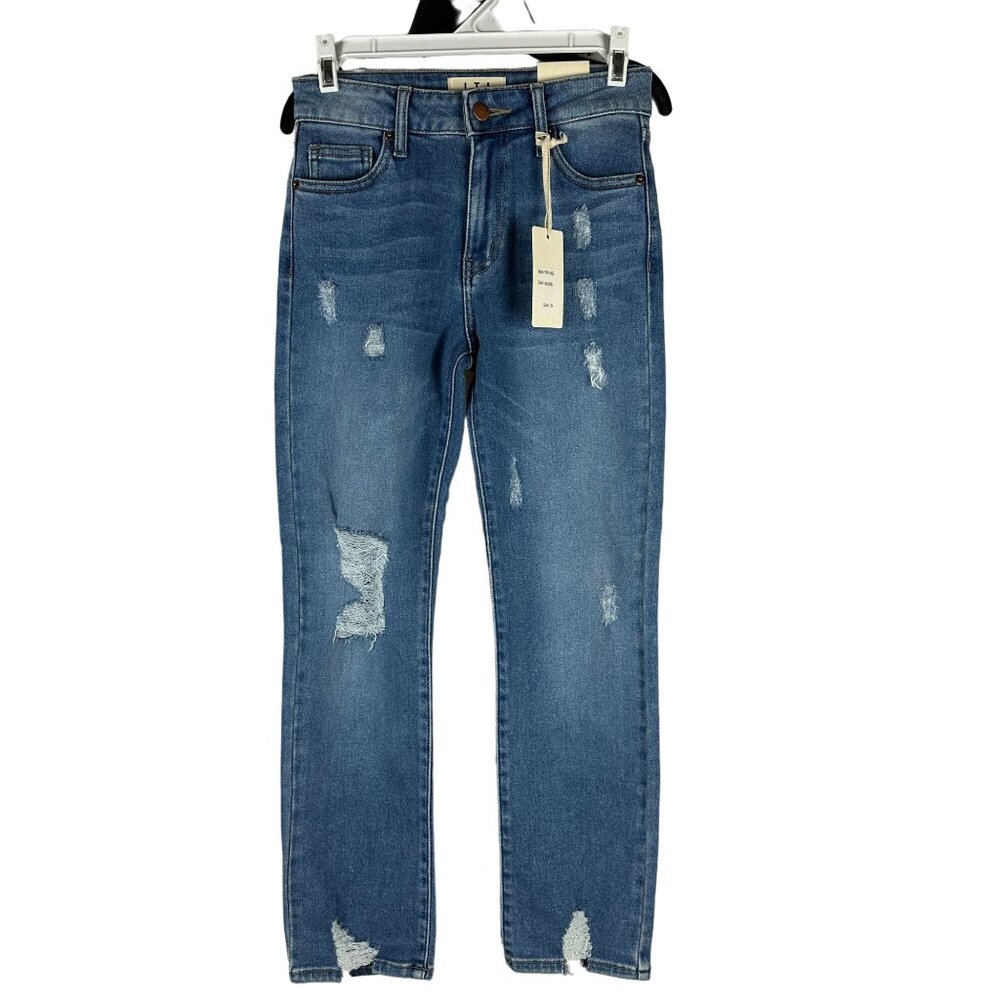Letter To Juliet Womens Distressed Medium Wash High Waisted Jeans Size 24